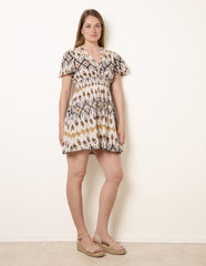 Embroidered Wrap Front Mini Dress