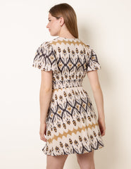 Embroidered Wrap Front Mini Dress