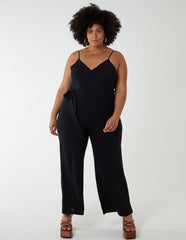 Curve Button Front Strappy Jumpsuit