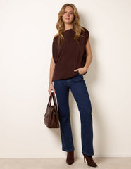 Deep Band Slinky Oversize Tunic Top