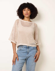 Round Neck Net Top