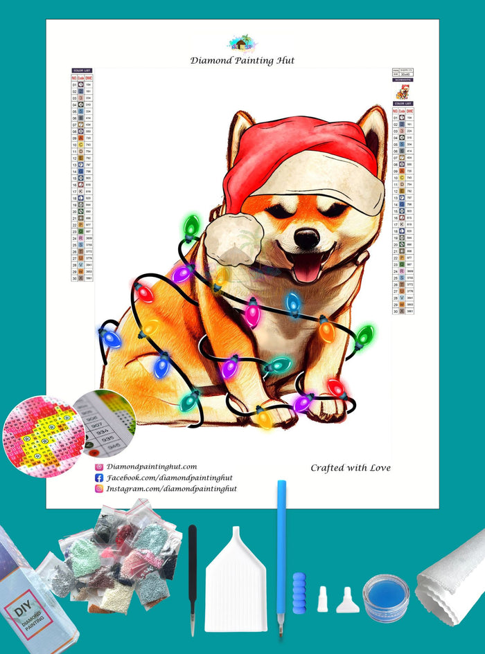 Akita Christmas Diamond Painting-Diamond Painting Hut