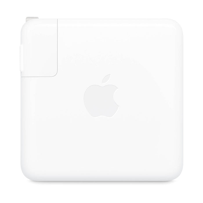 Front view of Apple 96 watt USB-C power adapter.