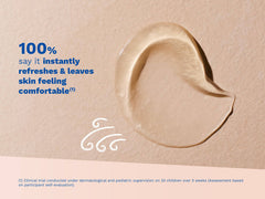 Mustela USA | Transparent gel texture on a beige surface.