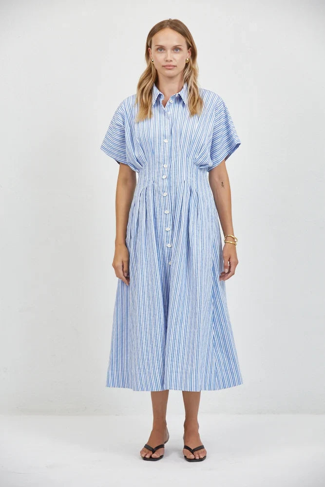 Aster Stripes Shirt Dress | Blue