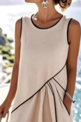 Sleeveless Casual Maxi Dress with Contrast Trim