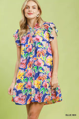 Umgee Floral Ruffle Mini Dress