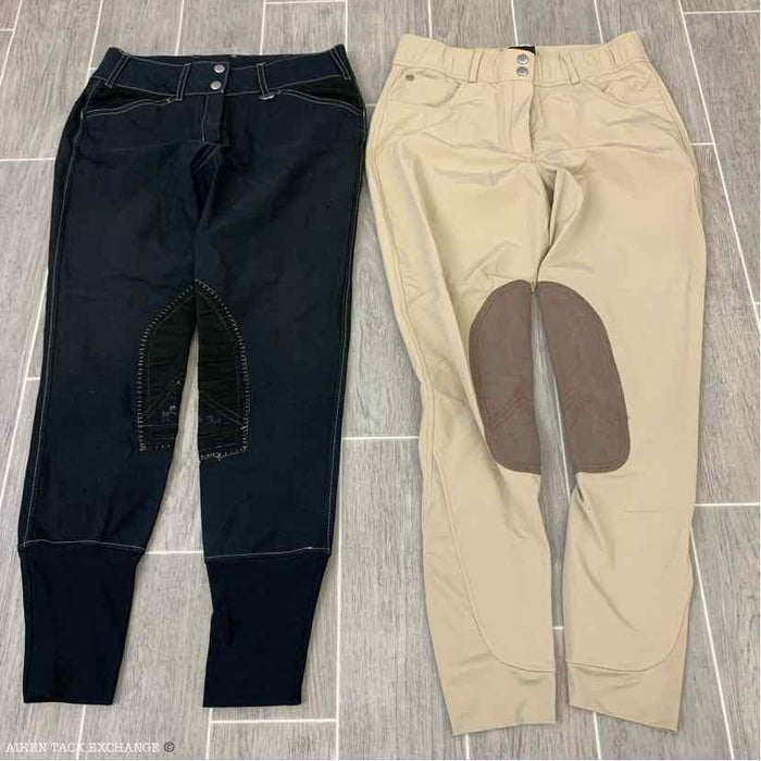 BARGAIN BUNDLE: 2 Pairs of Knee Patch Breeches, Equine Couture & HKM, Size 28