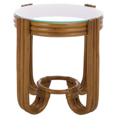 Bilian Rattan Pole Round Accent Table in Brown