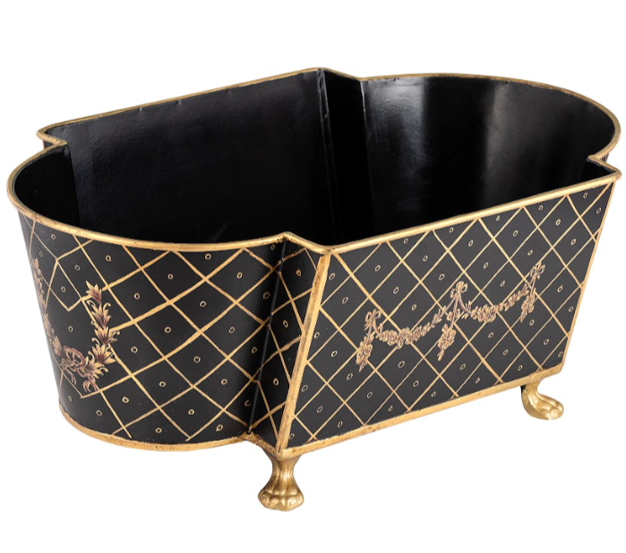 Black and Gold Long Trellis Garland Planter by The Enchanted Home