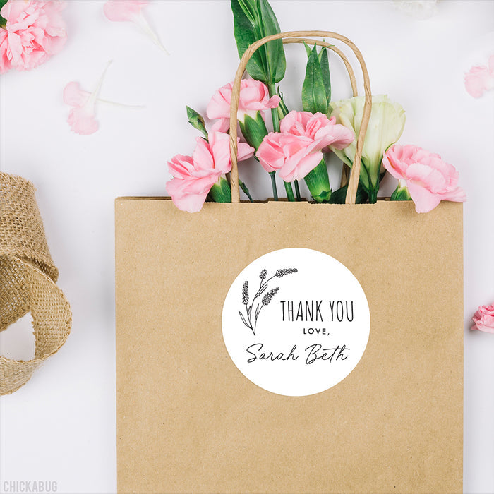 Black and White Botanical Thank You Labels