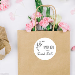 Black and White Botanical Thank You Labels