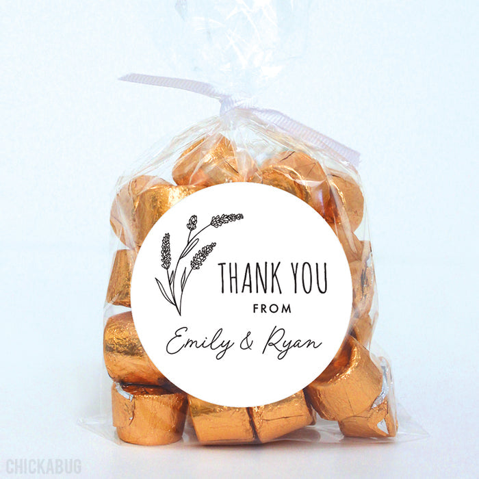 Black and White Botanical Thank You Labels