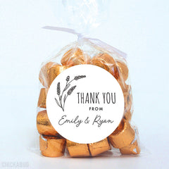Black and White Botanical Thank You Labels