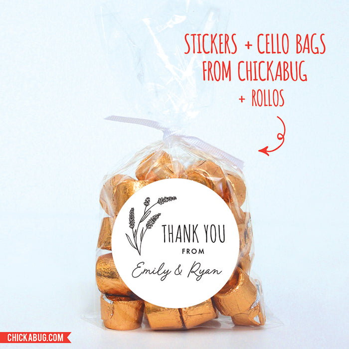 Black and White Botanical Thank You Labels