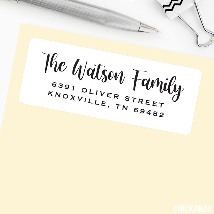 Black and White Script Address Labels