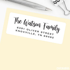 Black and White Script Address Labels