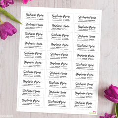 Black and White Script Address Labels