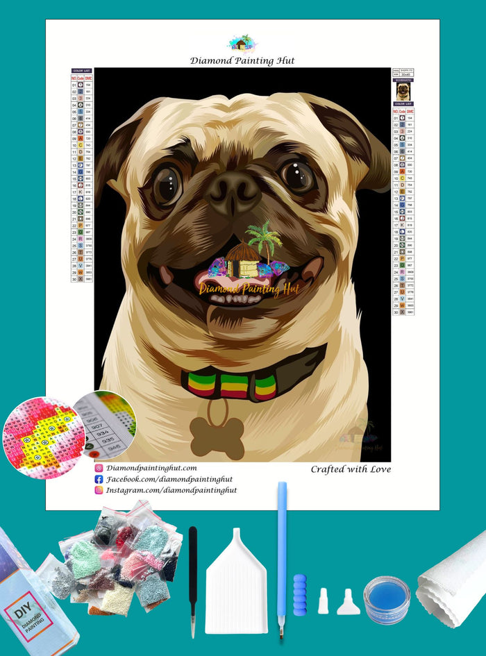 Black Mask Pug Diamond Painting