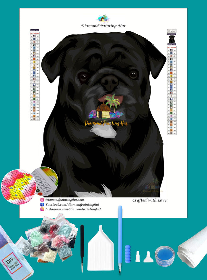 Black Pug Diamond Painting
