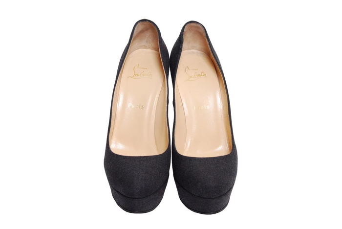 Black Sparkle Textured Platform Pump
