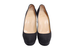 Black Sparkle Textured Platform Pump