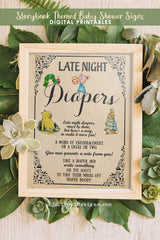 Book Themed Baby Shower - Late Night Diaper Sign - Jolly Owl Designs