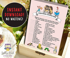 Book Themed Baby Shower Game - Character Match
