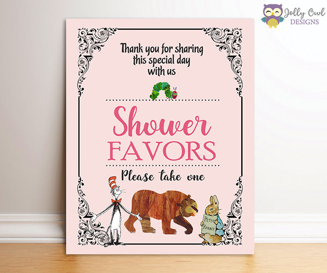 Book Themed Baby Shower Party Favor Sign