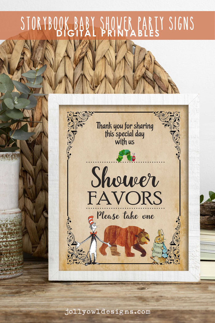 Book Themed Baby Shower Party Favor Sign - Jolly Owl Designs
