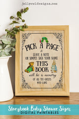 Book Themed Baby Shower Party Sign - Pick A Page - Jolly Owl Designs