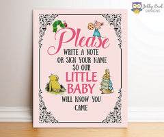 Book Themed Baby Shower Party Sign - Please Write A Note