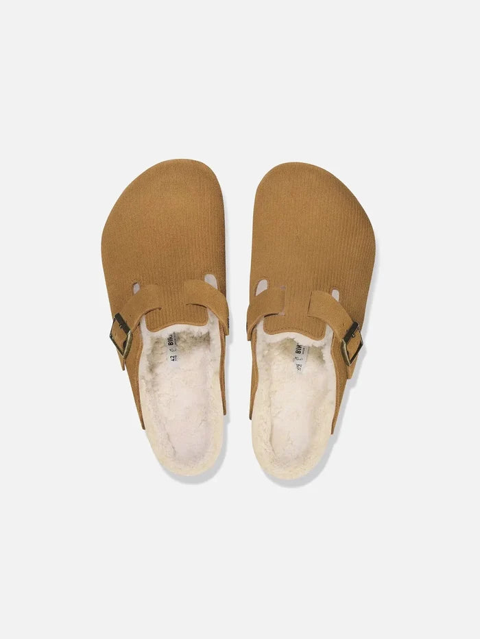 BIRKENSTOCK Boston Teddy VL Gepragt "Cork Brown" - Slippers TERLİK