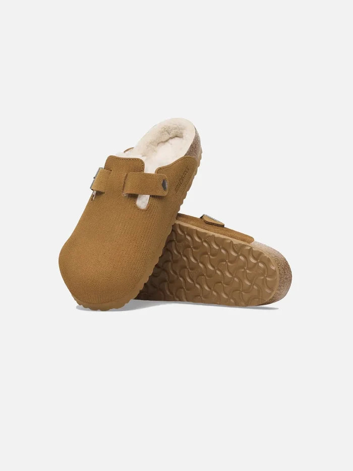 BIRKENSTOCK Boston Teddy VL Gepragt "Cork Brown" - Slippers TERLİK