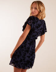 Flocked Floral Dress