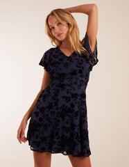 Flocked Floral Dress