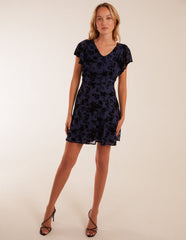 Flocked Floral Dress