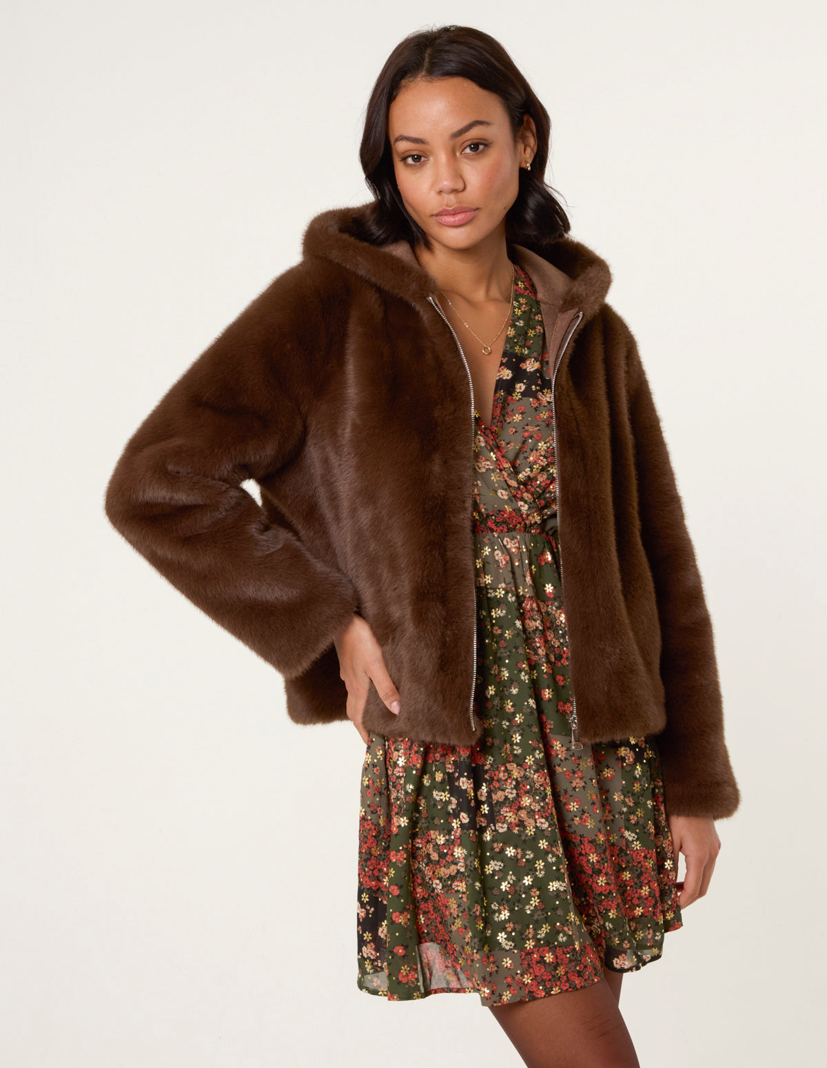 Faux Fur Hooded Jacket
