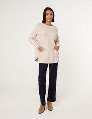 Pocket Slash Scoop Neck Jumper