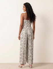 Crinkle Shirred Strappy Jumpsuit