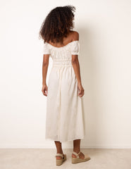 Broderie Front Tie Midi Dress