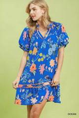 Umgee Floral Ruffle Hem Mini Dress