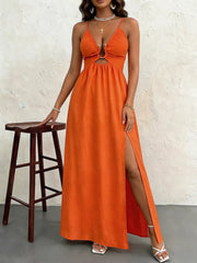 Cutout Front Slit Maxi Dress