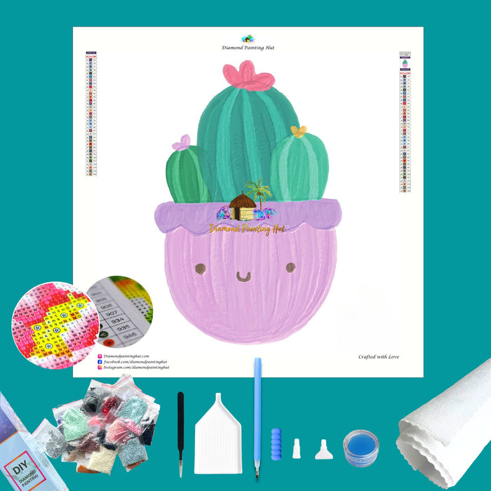 Cactus in Purple Pot Diamond Painting