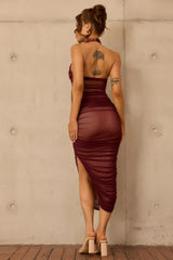 Caught In One Moment Midi Dress - Wine