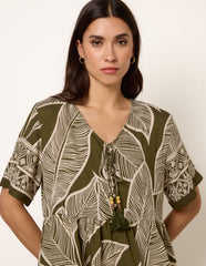 Dress With Tropical Leaf Print