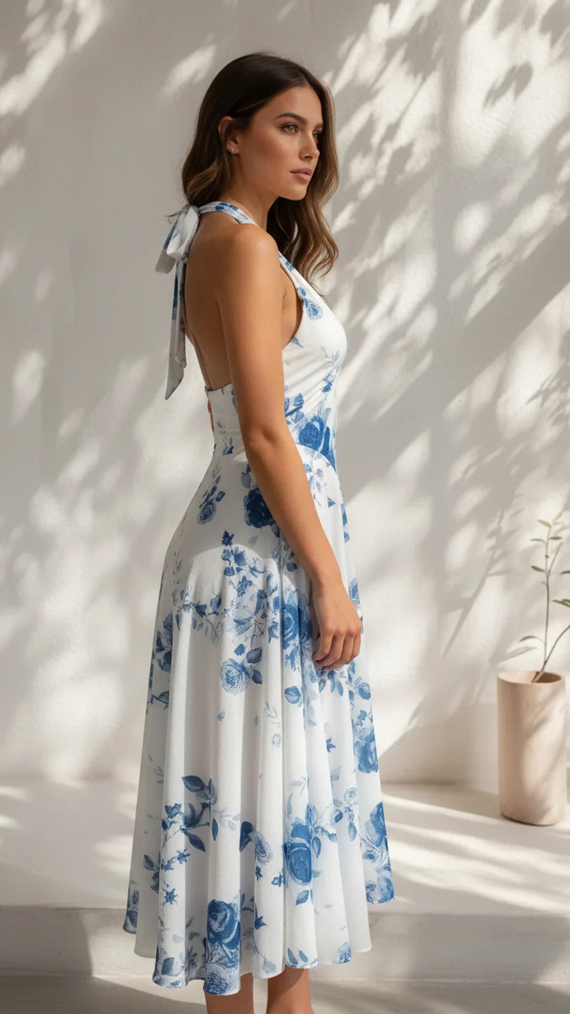 Maribel Floral Halter Midi Dress