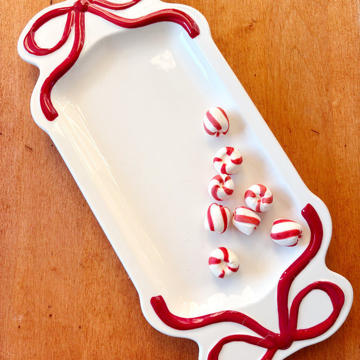 Ceramic Red Bow Platter