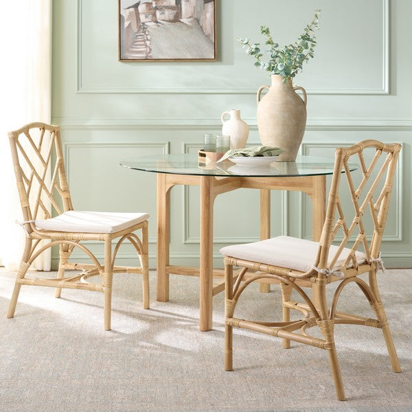 Chadale Rattan Dining Chair in Natural with Cream Cushion