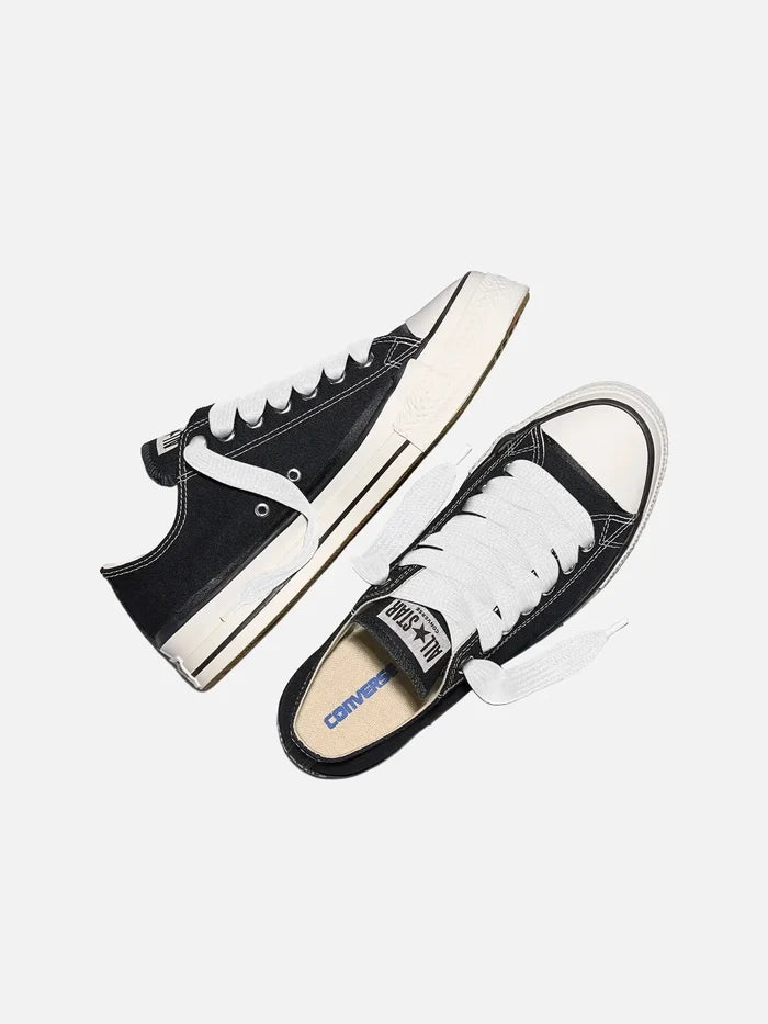 CONVERSE Chuck Taylor Throwback Lo – siyah-beyaz, üstten ve yan görünüm
